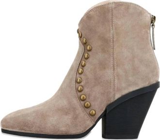 Hogan Womens H581 Suede Cowboy Boots In Beige