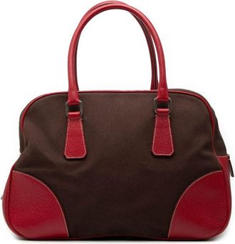 Prada Pre-owned Prada Cinghiale Trimmed Canvas Canapa Bauletto Bag Ladies PDJNELM25RA0R7KJ