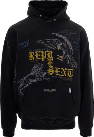 Represent Oversized Black Graphic Hoodie with Iconic Motif