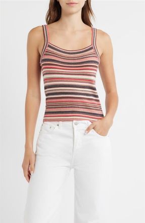 Pistola Denim Frannie Stripe Tank in Coral Rose Multi Stripe at Nordstrom, Size X-Large