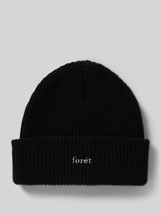 For&eacute;t Beanie aus Woll-Mix mit Label-Stitching in Black, Gr&ouml;&szlig;e 1