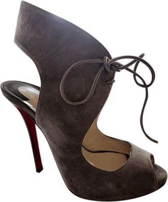 Christian Louboutin Taupe suede cut-out Allegra 120 heeled pumps Size 36.5