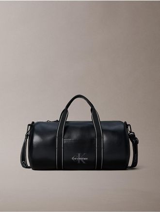 Calvin Klein Mens Bold Monologo Webbing Strap Weekender Bag - Black