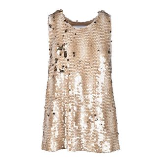 Erika Cavallini Semi Couture Polyester Mouwloze Top - Dames - Tops zonder mouwen - Beige - M - Polyester - Tops