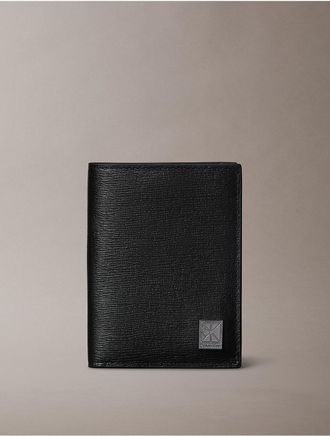 Calvin Klein Mens Emblem Logo Hardware Coin Wallet - Black