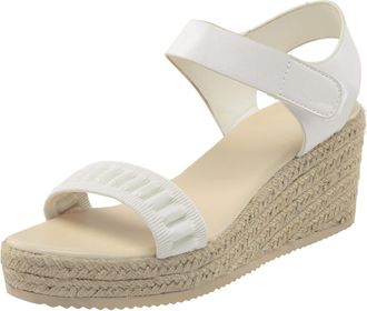 Generic Cocila Sandals For Women Size 6 Ladies Open Toe Linen Sole Rome Shoes Ruched Design Strap White, 4.5 Wide Fitting Uk Footbed Walking Fit Wedge Cream 2