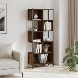 Berkfield Home Decorative Bookcase Smoked Oak 72x28x172 cm Engineered Wood in Brown | Size: 72 x 28 x 172 cm