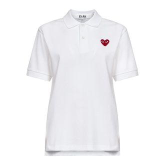 Comme Des Gar&ccedil;ons Tops, Dames, Wit, XL, Katoen, Polo shirt van katoen-piqu&eacute;