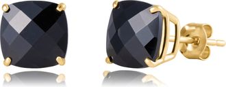 MAX + STONE Sterling Silver or Gold 8mm Cushion Cut Gemstone Birthstone Stud Earrings