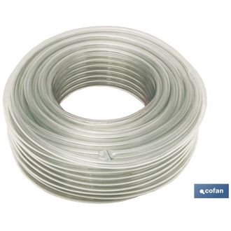 cofan Manguera Pvc Monocapa Cristal 12x17mm/50m, Rollo De Manguera De Pvc Cristal. Adecuada Para Pasar Sin Presi&oacute;n Productos, L&iacute;quidos, Agua, Aceites, Etc. 