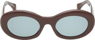 Rag & Bone 51mm Oval Sunglasses in Shiny Cappuccino/Green Lenses at Nordstrom