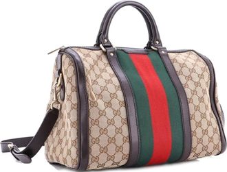 Gucci Vintage Web Boston Bag GG Canvas Medium satchel - Bruin
