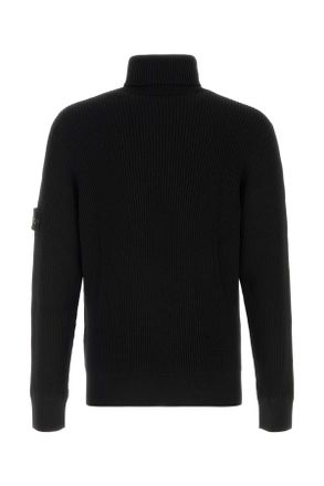 Stone Island Ribbed Virgin Wool Sweater - Black