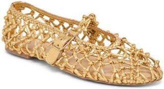 Dolce Vita Clair Woven Mary Jane Flat in Gold Woven Leather at Nordstrom, Size 8