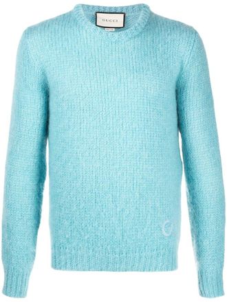Gucci GG logo felted jumper - men - Polyamide/Mohair/Wool - L - Blue