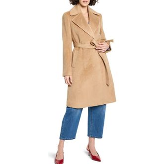 Nic+Zoe Wool Blend Belted Wrap Coat in Camel at Nordstrom Rack, Size Small