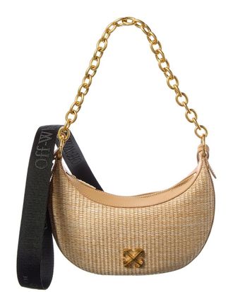 Off-white Off-White Hemisphere Straw & Leather Shoulder Bag