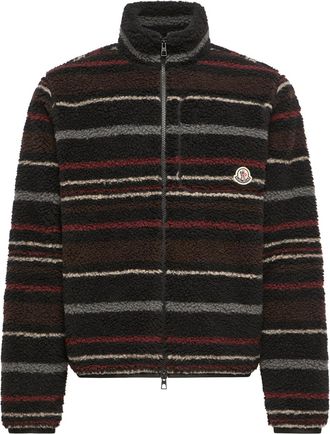 Moncler Moncler Striped Teddy Zip-up Cardigan, Men, Black, Size: 3xl