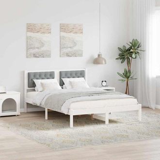 vidaXL Bed Frame Light Grey 140 x 200 cm Solid Pine Wood vidaXL