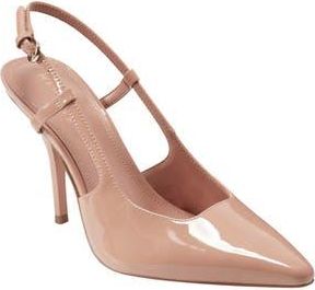 Marc Fisher Torry Slingback Pointed Toe Pump in Light Natural Patent at Nordstrom Rack, Size 9.5