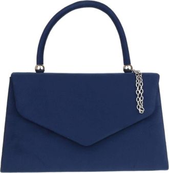 Girly HandBags Womens Top Handle Faux Suede Clutch Bag Grab Holder - Navy