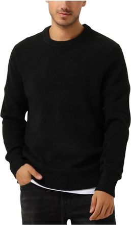 Scotch & Soda Zachte Gebreide Regular Fit Trui - Heren - Ronde hals truien - Zwart - M - Truien & Vesten