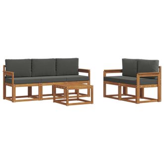 vidaXL Conjunto De Sof&aacute;s De Exterior 6 Pcs Natural Y Antracita Vidaxl