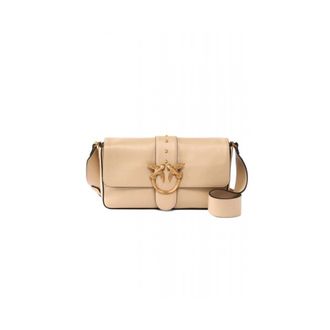 Pinko Love One Classic Slouchy - Dames - Schoudertassen - Beige - ONE Size - Katoen - Tassen