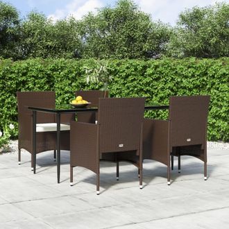 vidaXL Vidaxl - Juego De Comedor De Jard&iacute;n 5 Piezas Con Cojines Marr&oacute;n Y Negro