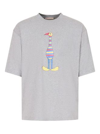 Marni bird-print short-sleeve T-shirt - Grey