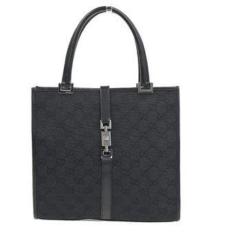 Gucci Jackie Tote Gg Canvas Black Canvas Handbag (Pre-Owned)