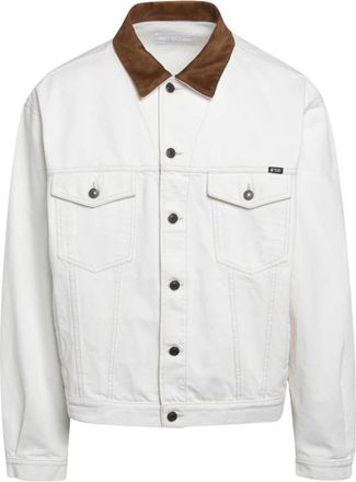 Prada Old Denim Jacket With Leather Details - Heren - Spijkerjassen - Wit - S - Denim - Jassen