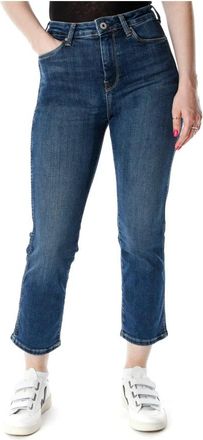 Pepe Jeans London Slim Fit Jeans - Dames - Cropped Jeans - Blauw - W26 - Leer - Jeans