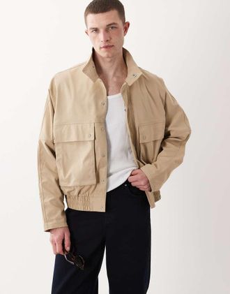 Asos Giacca harrington oversize con collo a imbuto-Neutro