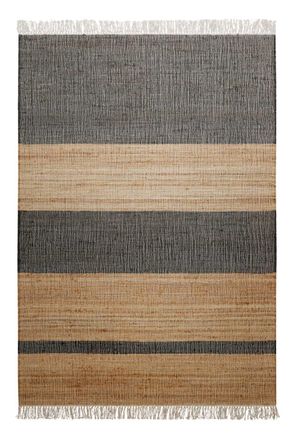 Green Looop Alfombra plana tejida a mano con rayas antracita y marr&oacute;n 130x190