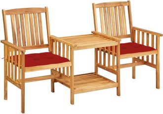vidaXL Sillas Y Mesita De Jard&iacute;n Con Cojines Madera Maciza Acacia Vidaxl