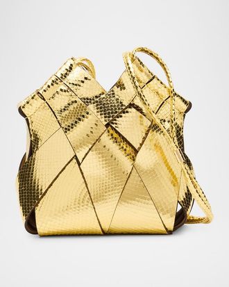 Ulla Johnson Charlotte Metallic Snake-Print Crossbody Bag