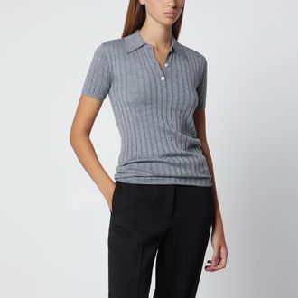 Toteme Polo a coste in cashmere e seta grigio m&eacute;lange