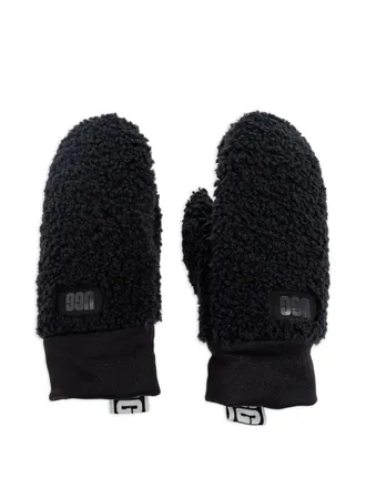 UGG logo-detail mittens - women - Polyester - L/XL - Black