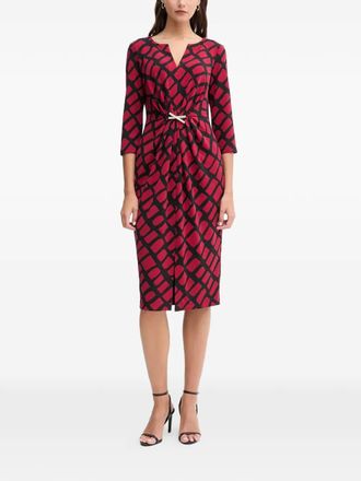 Joseph Ribkoff printed knotted midi dress - women - Polyester/Elastane - 48 - Red