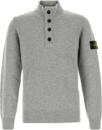 Stone Island Grey Mock Collar Sweater
