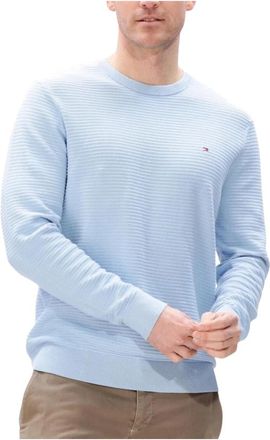 Tommy Hilfiger Seasonal Structure C-Neck - Heren - Ronde hals truien - Blauw - XL - Katoen - Truien & Vesten