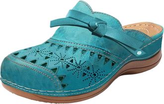 Generic ZWRXW Womens Mules & Clogs Comfortable Slip-On Closed Toe Clog Sandal Bohemian Hollow Out Wide Width Wedge Sandals Arch Support Outdoor Beach Slippers