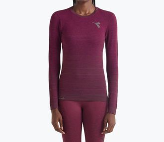 Diadora Long-Sleeved Stratouno T-Shirt In Maroon Banner