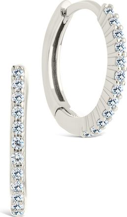 Sterling Forever Sterling Siver Pave CZ Micro Hoops
