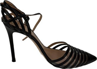Gianvito Rossi Pre-owned Womens PVC Caged Ankle Strap Pumps in Black Leather - Size EU 38