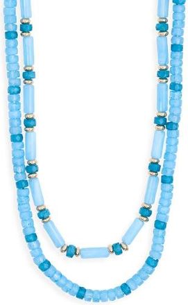 Nordstrom Rack Two-Row Beaded Necklace in Blue Multi- Gold at Nordstrom Rack
