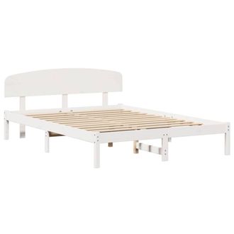Berkfield Home Bed Frame with Headboard White 160x200 cm Solid Wood Pine