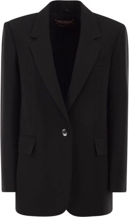 Max Mara Jassen, Dames, Zwart, S, Polyester, Mstbosco Enkelrij brokaat Cady Blazer