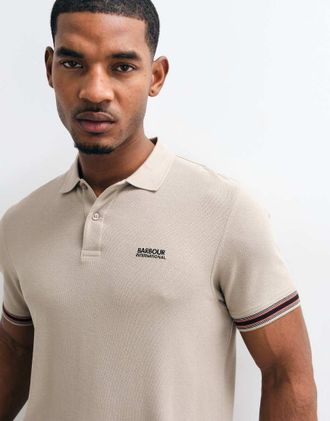 Barbour Horseferry polo a maniche corte con profili a contrasto beige-Grigio